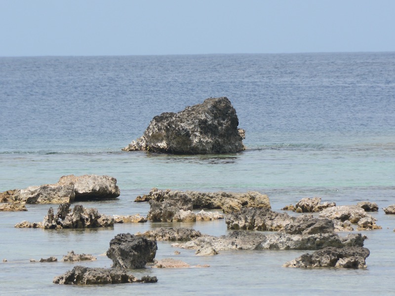 grand rocher de corail déposé par une vague de tempête