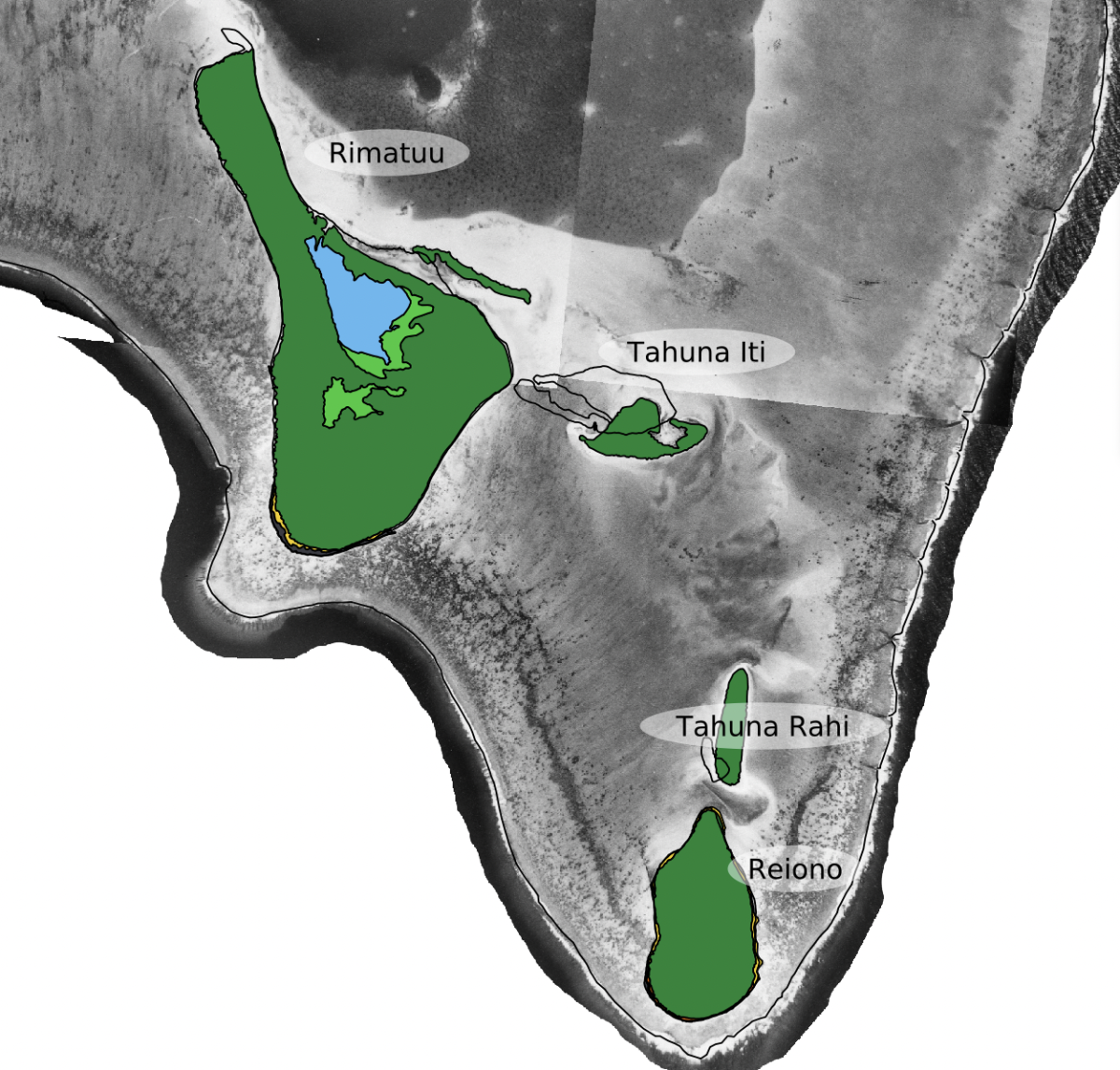 sand cays, Tahuna Rahi and Iti