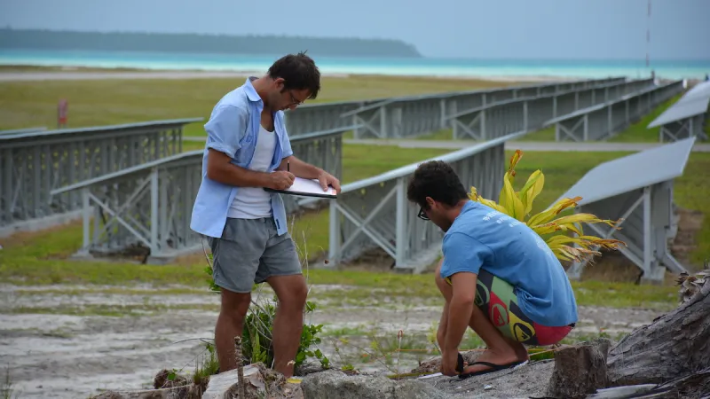 mapping a site on motu Onetahi, Tetiaroa