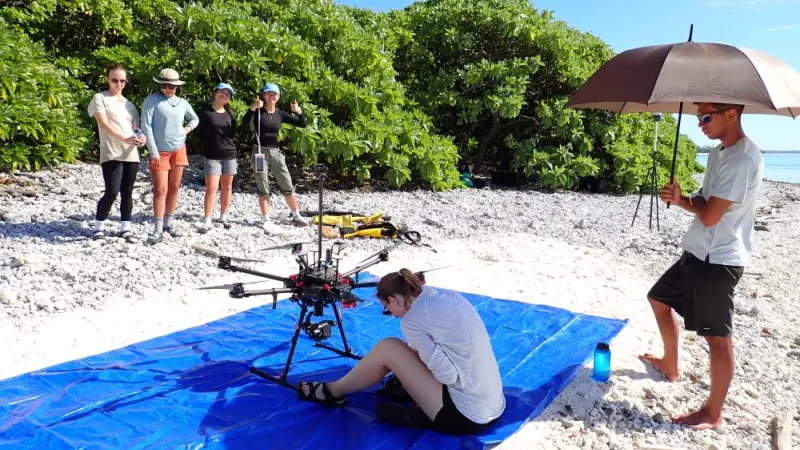 preparing to launch the drone