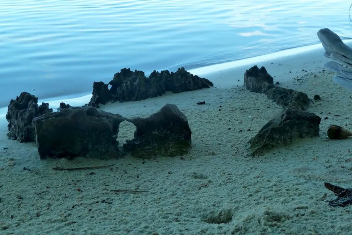 Marae on the beach on motu Horoatera