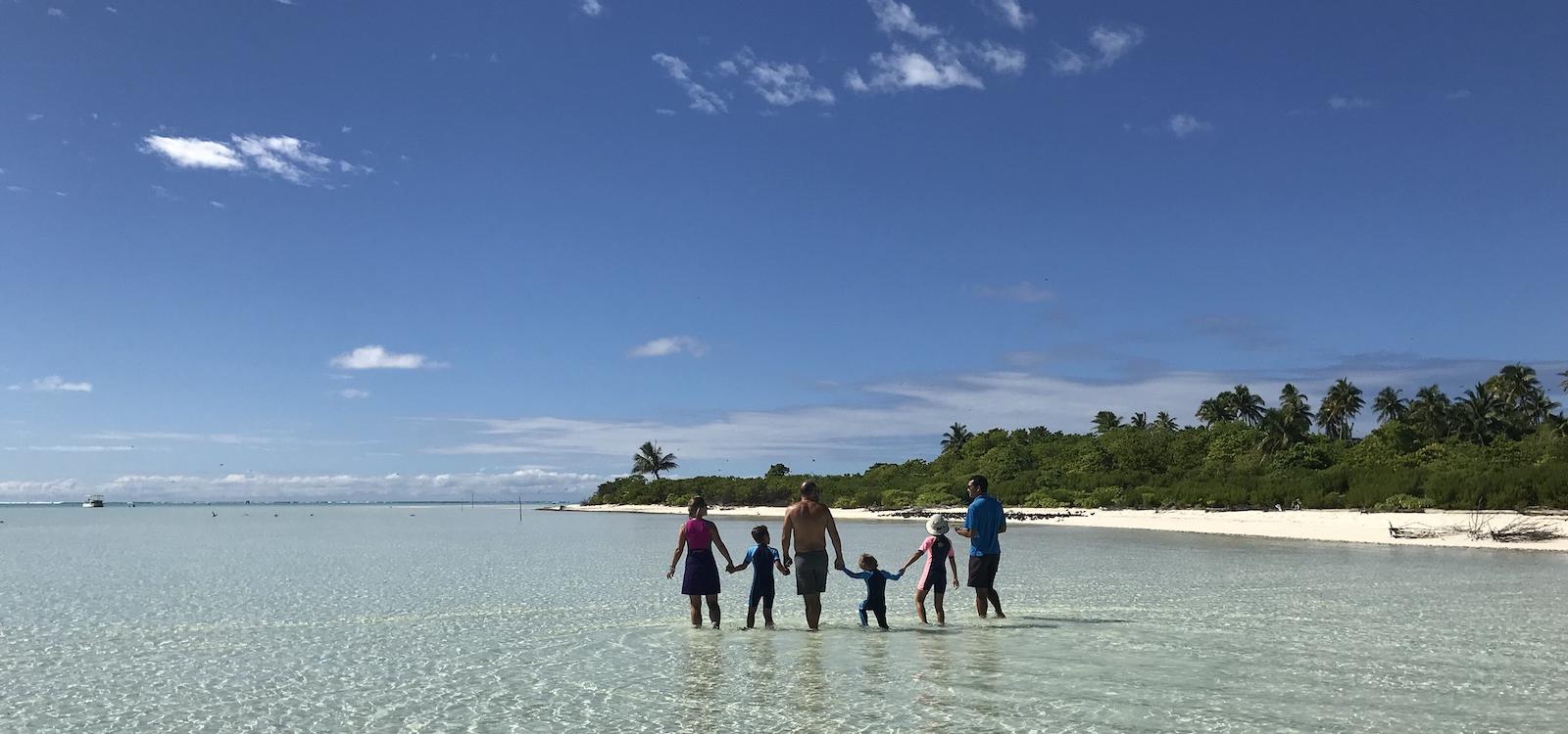 Tetiaroa Society nature guide with a family