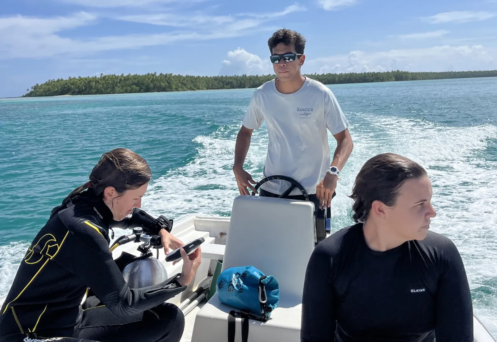 fish monitoring team on the way to work