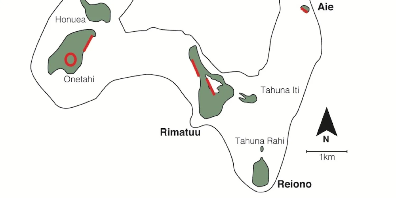 Map of Tetiaros showing location of transects