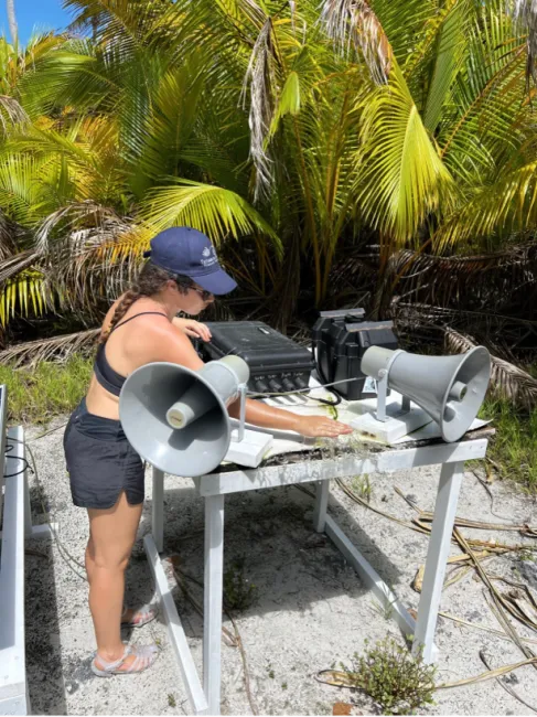 Solène checking that the system is working properly